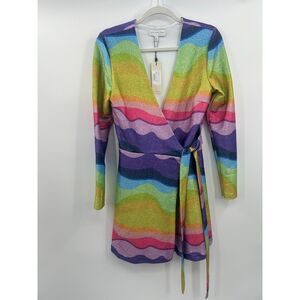NWT Never Fully Dressed Women's Rainbow Mini Zsa Zsa Wrap Dress Size 4
